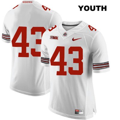 Youth NCAA Ohio State Buckeyes Ryan Batsch #43 College Stitched No Name Authentic Nike White Football Jersey WV20Y48UJ